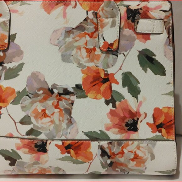 Love & Lore Crossbody Purse Large Handbag/Satchel Tote White with Roses - Picture 5 of 10